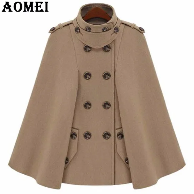fashion camel color woolen coats cloak for women workwear winter office lady outwear double button 2018 - Camel Color fashion camel color woolen coats cloak for women workwear winter office lady outwear double button 2018 - Camel Color