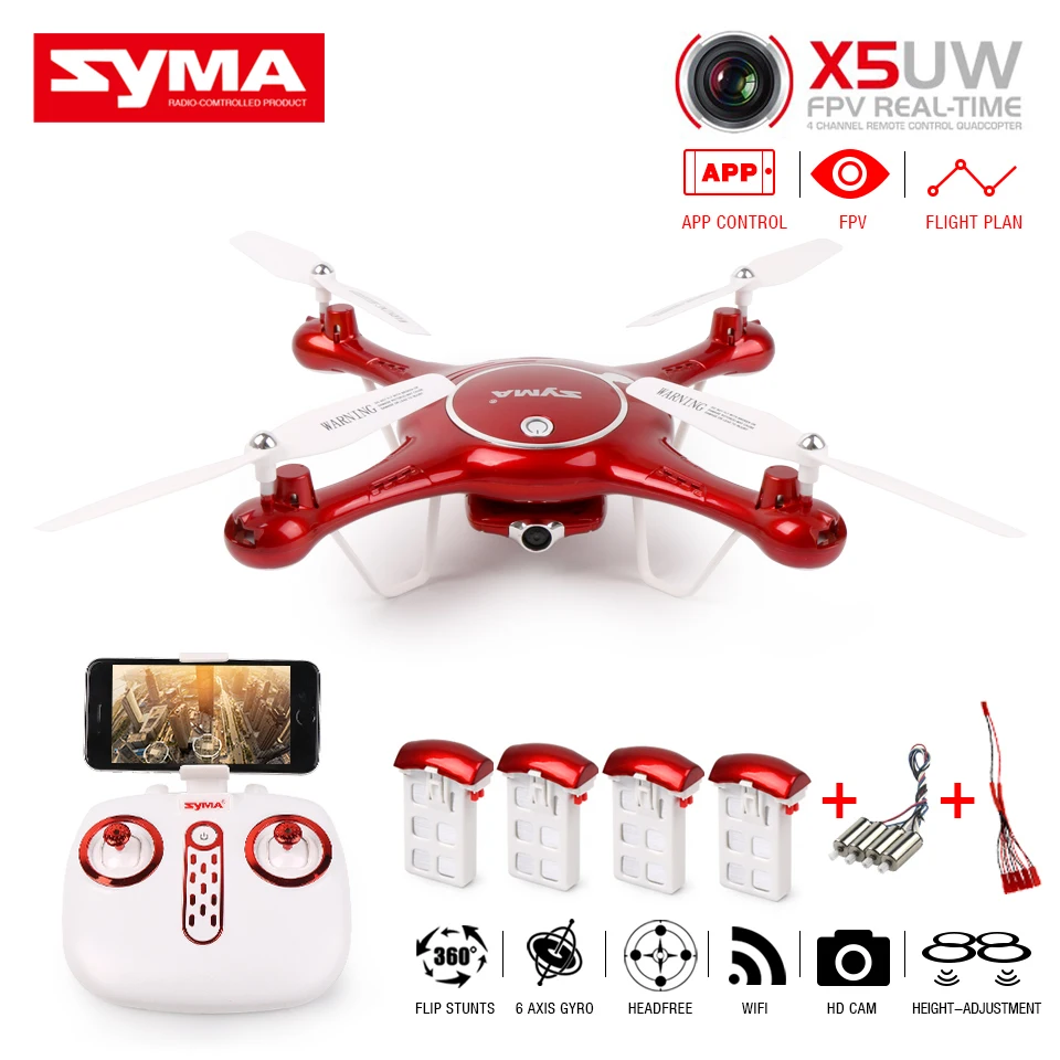 SYMA X5UW X5UC Мультикоптер Дрон 720 P 2MP HD FPV Wi-Fi Камера Alititude режим удержания один ключ посадки 2,4 г 6 Ось вертолет