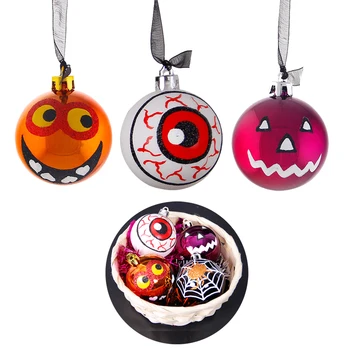 

2Pcs 6CM Halloween Decorations Balls Plastic Hanging Home Decor Ornament Spider Big Eyes Grimace Ghost eye Halloween Decor Ball