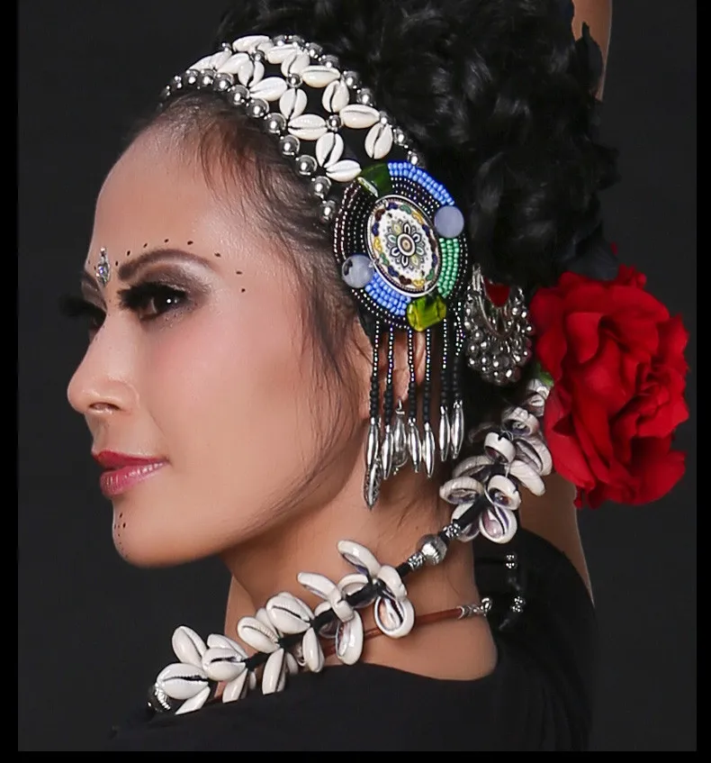 Для женщин танец живота ats Трайбал винтажные аксессуары для волос ювелирные изделия женский головной убор Головные цепи Цыганский танец