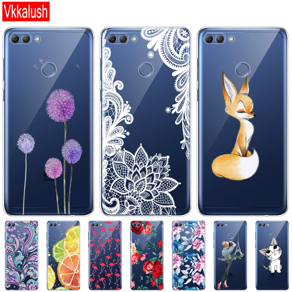 

Soft Phone Shell Case For Huawei P Smart 2018 Enjoy 7S Soft TPU Silicon Back Cover 360 Full Protective Printing Transparent Bag