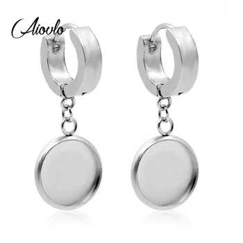

Stainless Steel Glass Cameo Cabochon Ear Buckles Earring Hook Round Pendant Ear Base Tray Bezel Blank Setting Making Diy Finding