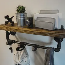 Подгонянный шкаф водопровода, Утюг полка из цельного дерева, стойка стены, крюк, стойка домашней одежды