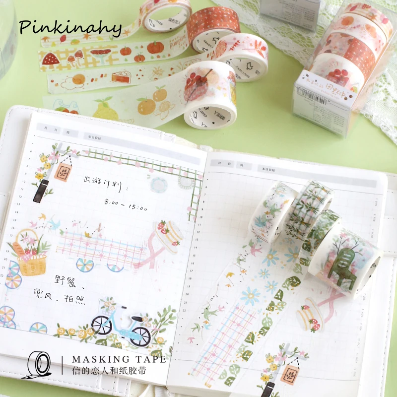 

4 Rolls Cute Autumn Forest Fruit Food washi tape set Cute adhesive tape DIY Decoration Sticker Scrapbooking Diary Masking Tape