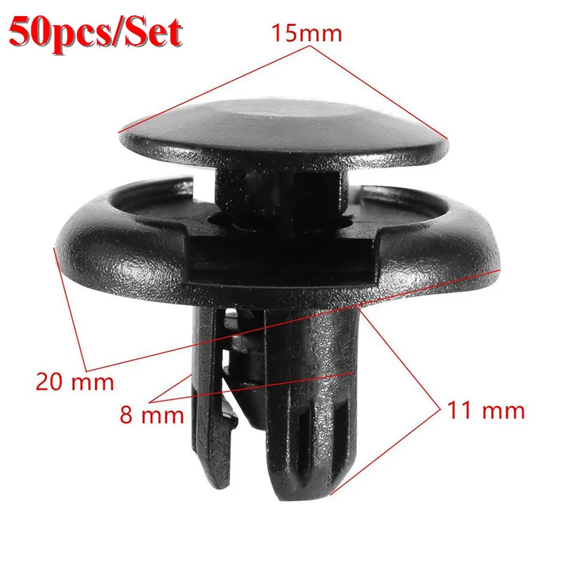 

50Pcs 8mm Auto Plastic Bumper Fastener Rivet Retainer Push Type Engine Cover Fastener Fender Car Door Trim Panel Clip for Toyota