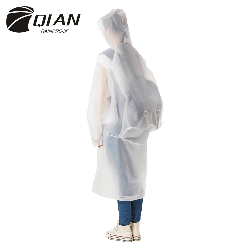 Qian rainproof непромокаемый плащ Для женщин прозрачный; эва Водонепроницаемый Тренч рюкзак позиции пончо дождевик Шестерни