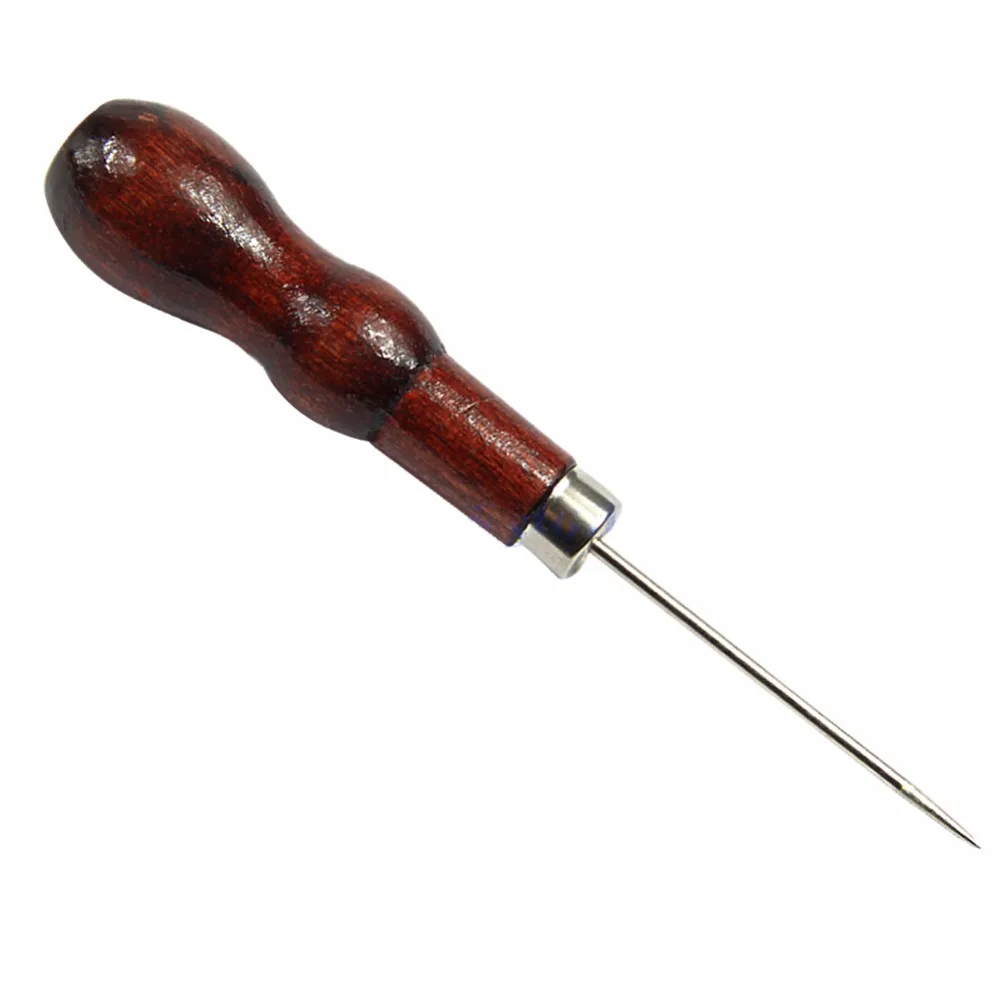 Wooden Handle Steel Needle Sewing Awl Hole Maker For Canvas Leather