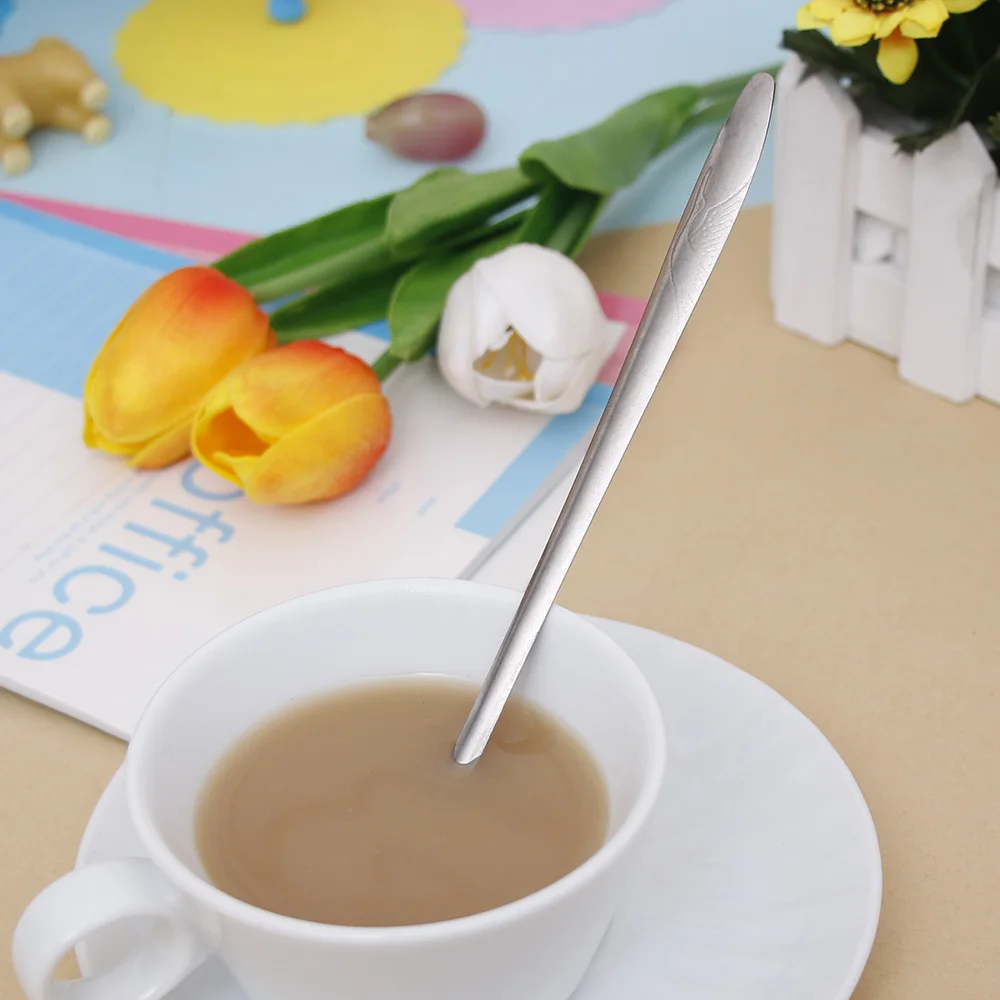 Длинной ручкой ложка для кофе ложка для перемешивания Нержавеющая сталь десерт, мороженое Чай ложка Кухня аксессуары для мелкой посуды ложка для пикника