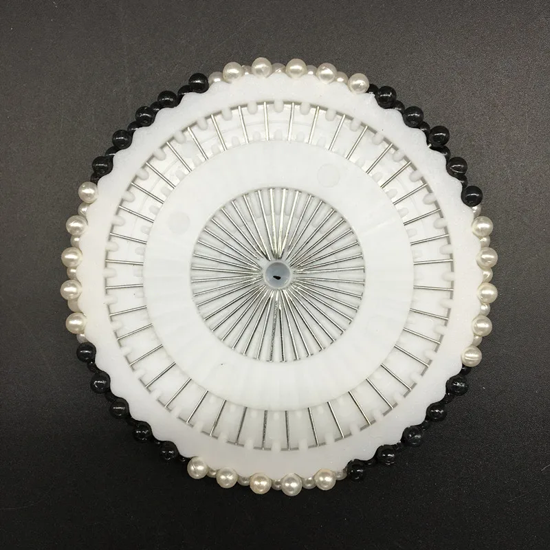 دبابيس خياطة لؤلؤية مستديرة ، دبابيس برأس مستقيم ، إبرة توطين ، الصدور الزفاف ، إكسسوارات الخياطة ، أبيض وأسود ، 35-40