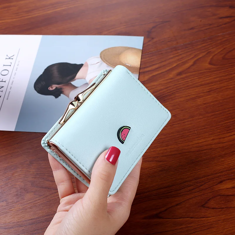 

Hot Sale PU Leather Short Wallet Female Cute Fruit Wallets Mini Three Folds Wallet Money Bag Wild Women Purses Jooyoo