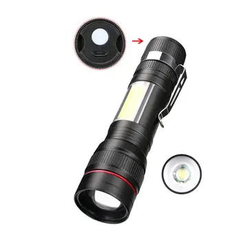 

Mini T6 COB LED Zoomable Flashlight Torch Lamp USB Recharegable For Outdoor Family outdoor travel lighting flashlight #3J18