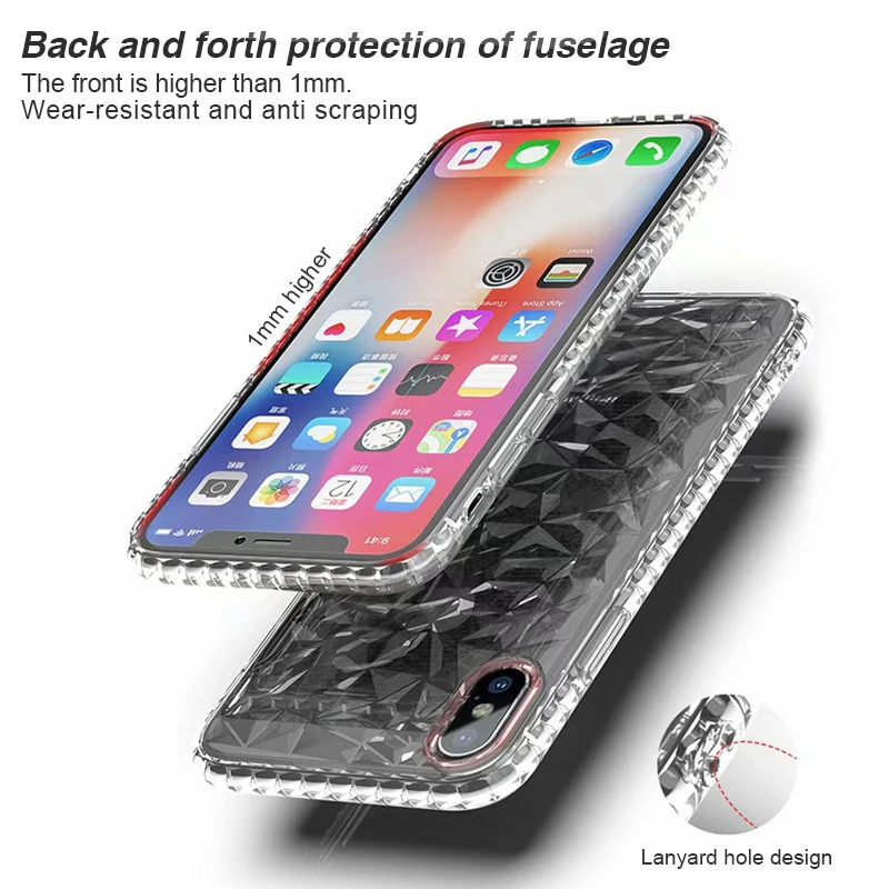 Прозрачный чехол RZP для телефона с алмазным кристаллом iPhone X 6 s 7 8 Plus бампер мягкий