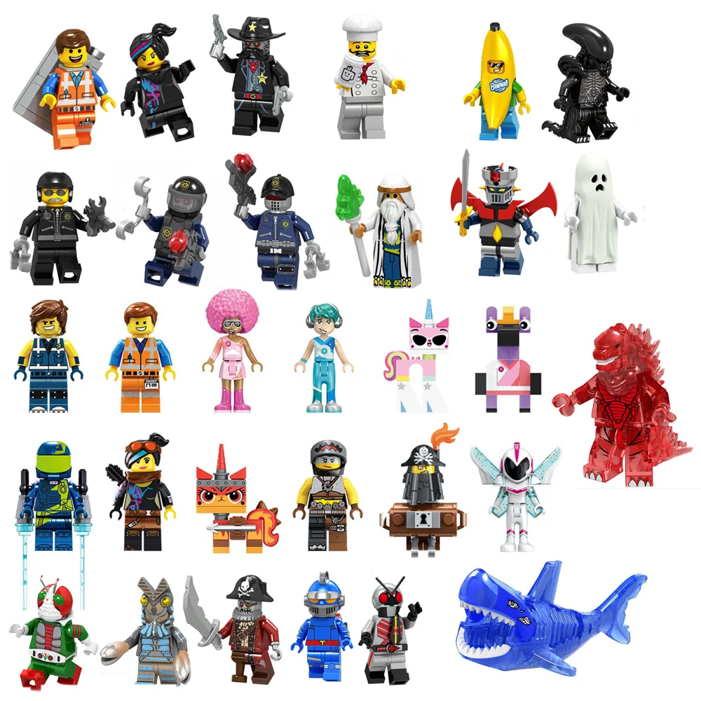 Строительные блоки для фильмов игрушки друзей Emmet LUCY Wyldstyle Batman Vitruvius властелин
