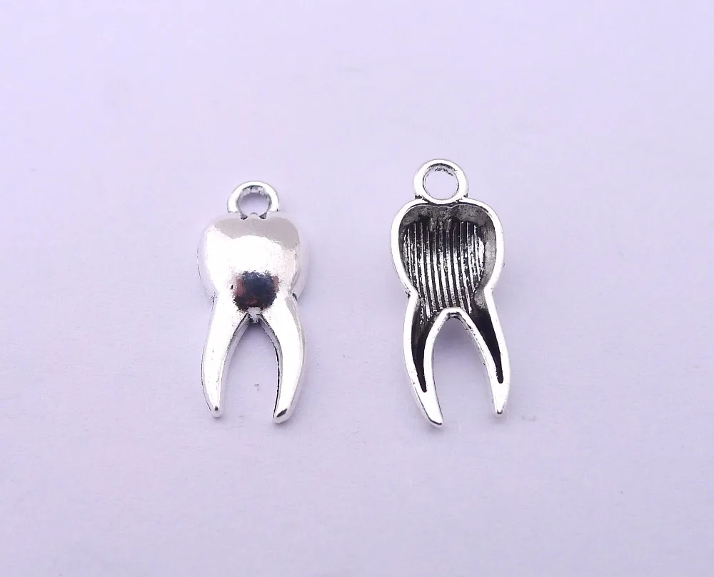 200pcs/lot A3547 antique silver Tooth shape alloy charm pendant fit