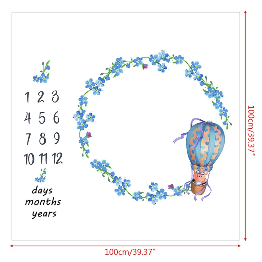 Для новорожденных веха номер цветок воздушные шары Медведь узор коврики одеяло фотографии задний план фон ткань