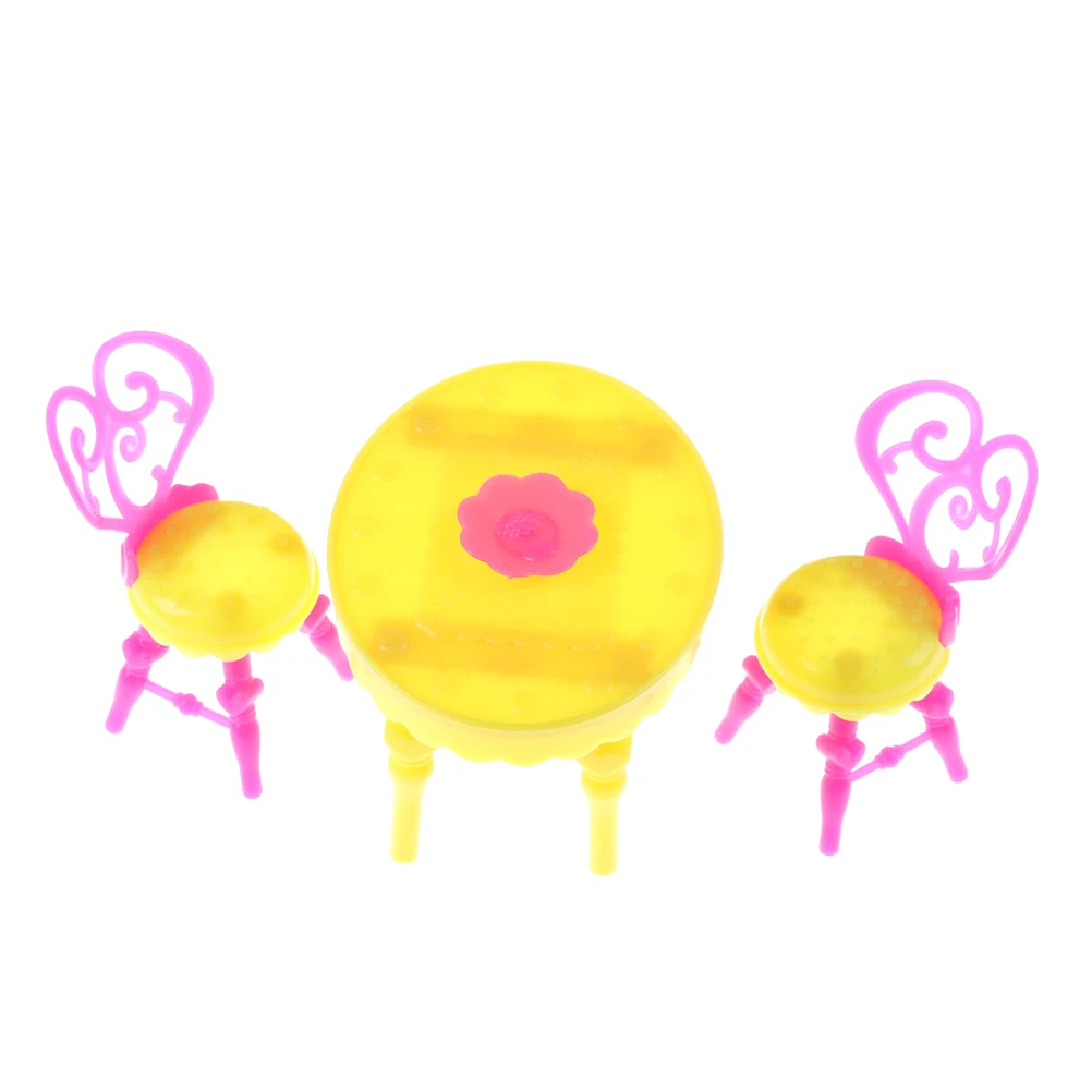 

TOYZHIJIA 1 Set Vintage Table Chairs For Barbie Dolls Furniture Dining Sets Toys