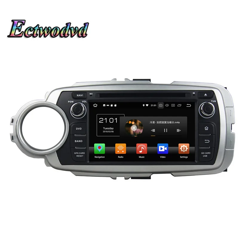 Excellent Ectwodvd Octa Core 4G RAM 64G ROM Android 9.0 Car Multimedia DVD Player GPS HeadUnit For Toyota Yaris 2012 2013 Left 4