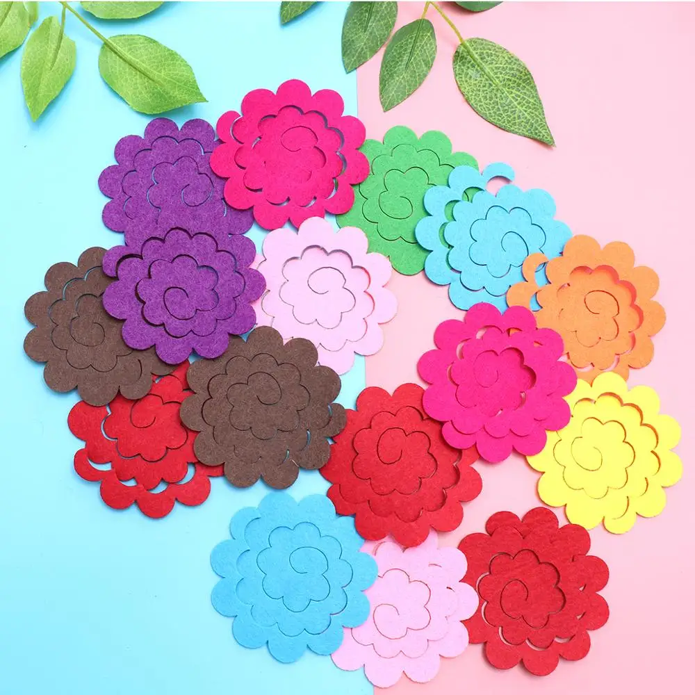 50 Pcs Simulation Felt Flower Cute Fashion Flower Appliques Exquisite Die Cut Felt Florals for Sewing DIY Crafts(Mixed Color