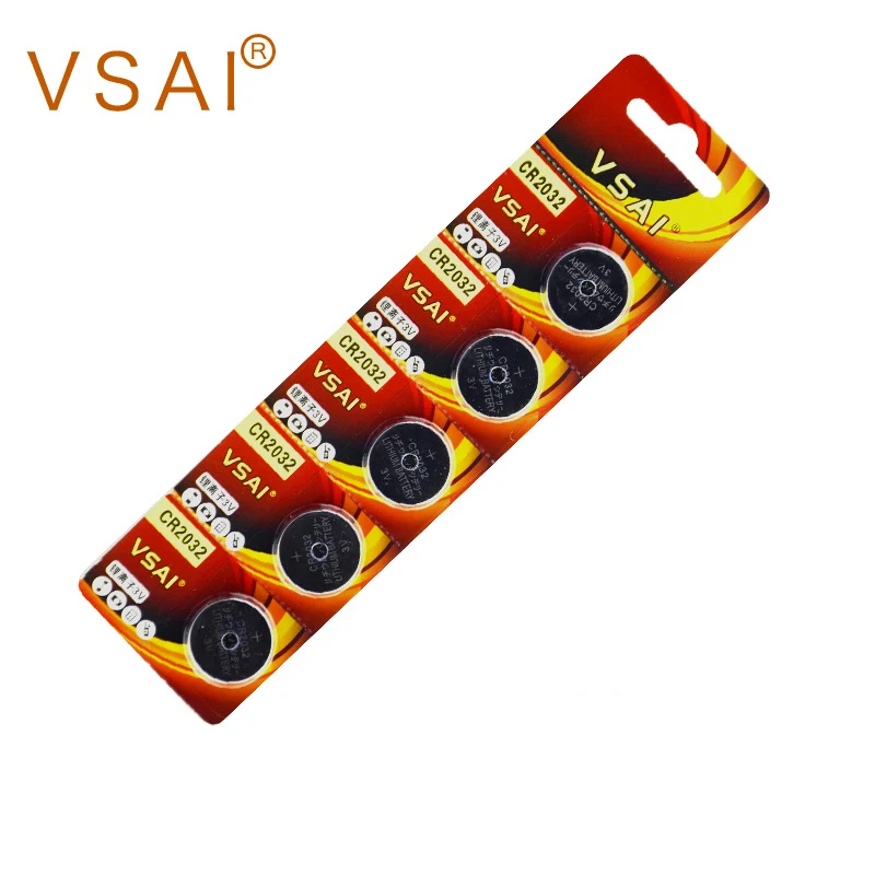 

VSAI 5pcs/card CR2032 Long Standing 3V Lithium Button Battery BR2032 DL2032 Batteries For Watches