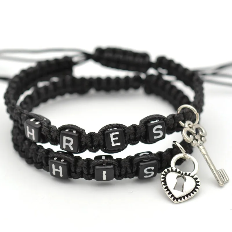 

New Fashion His Hers Lock Key Pulseira Feminina Handmade Bracelet Men Jewelry Bracelets Bangles