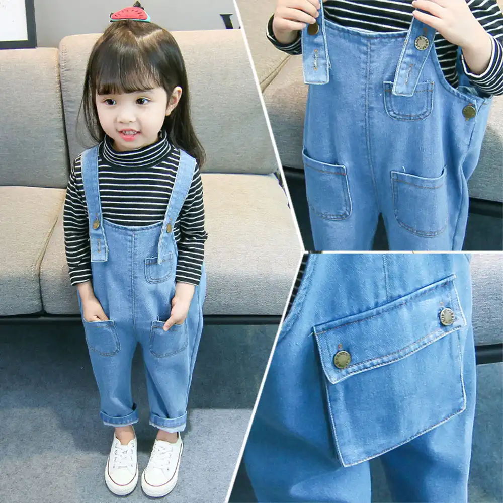 girls cotton dungarees