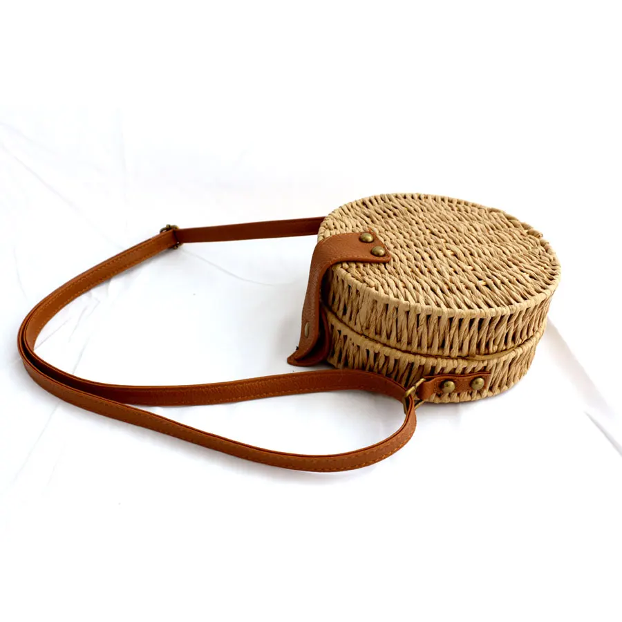 

Round Straw Bag Women Handbags Rattan Messenger Crossbody Bags Bohemia Women Shoulder Beach Bags