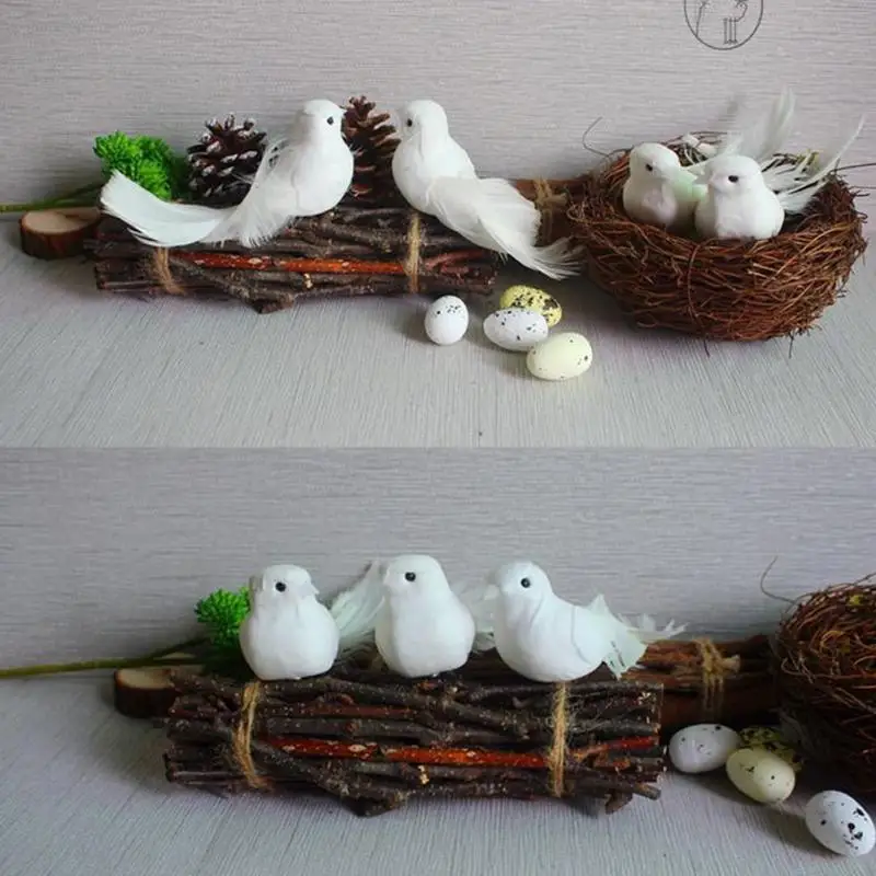 1Pc Wedding Decorative Doves Artificial Foam Feather Mini White Birds Craft Birds DIY Wedding Party Decorations Home Ornaments