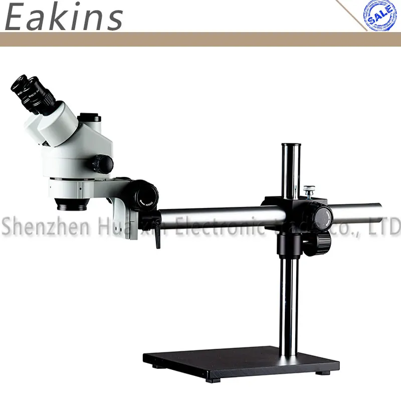 7X 45X Continuous zoom Trinocular Stereo Microscope Single Boom