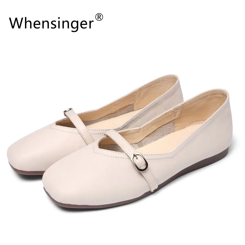 

Whensinger - 2018 New Arrival Women Shoes Spring Autumn Genuine Leather Flats 3022