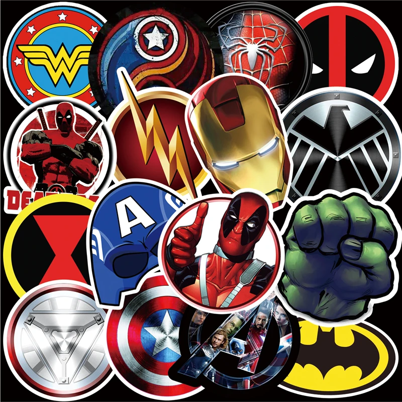 

63 PCS Mixed Super Hero Stickers Captain America Sticker For Skateboard Motorcycle Luggage Laptop Cartoon Sets Marvel Sticker