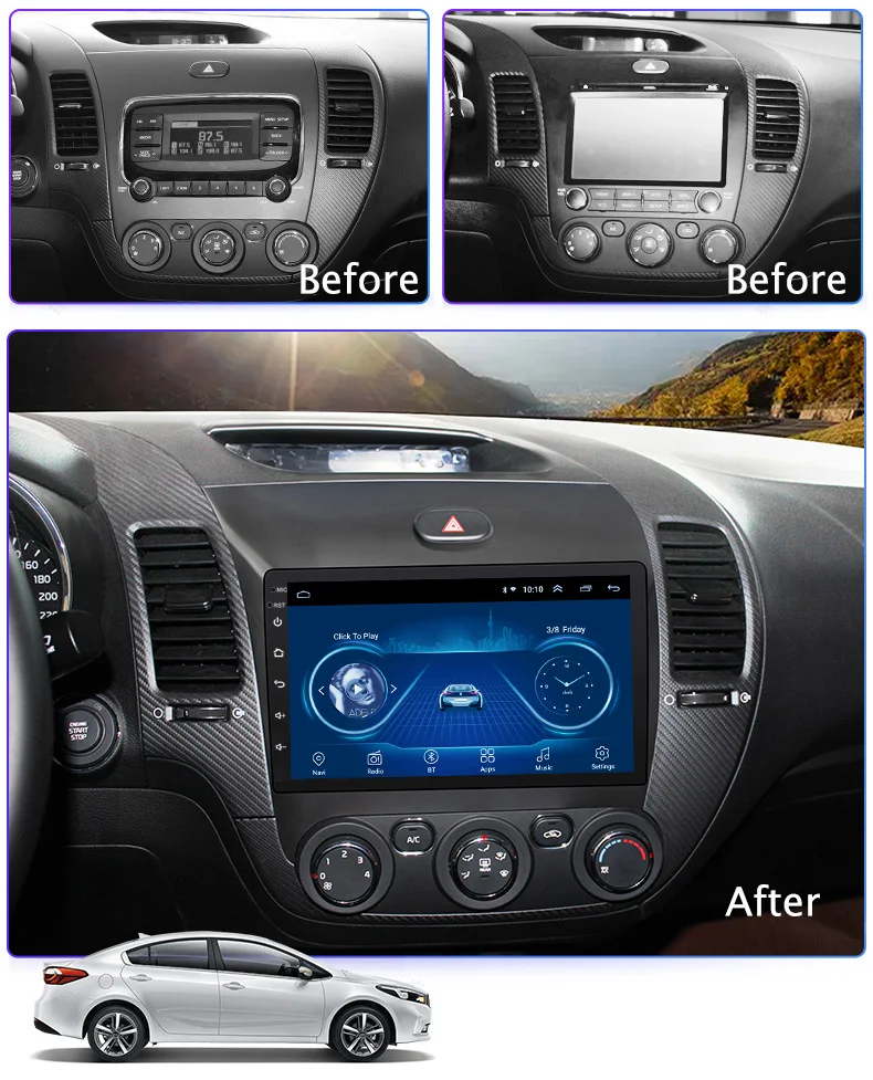 Cheap 9 Inch HD LED Full Touch Screen Android 8.1 GPS Navigation for Kia k3 2013-2017 Stereo System with Bluetooth 3