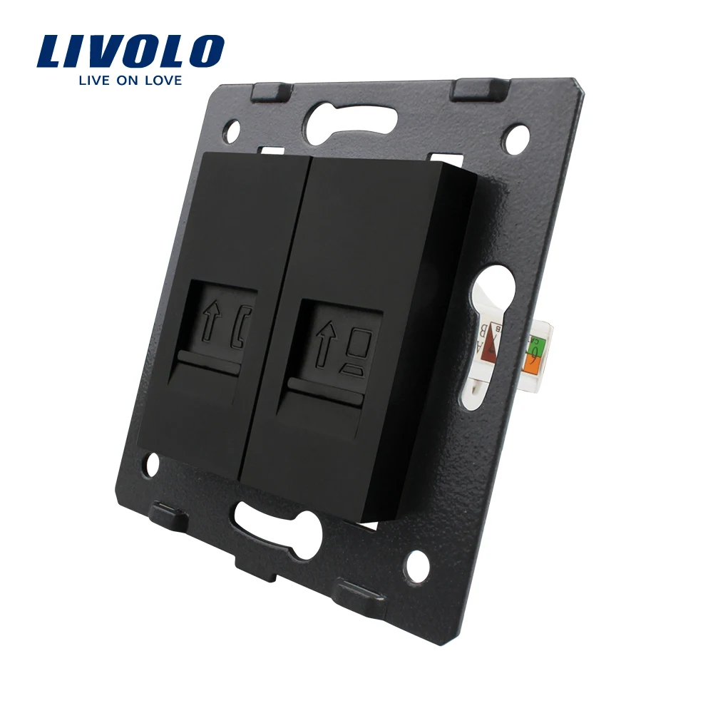 تصنيع Livolo ، مقبس الحائط التبعي ، قاعدة الهاتف والكمبيوتر المقبس/منفذ VL-C7-1TC-11