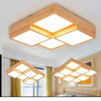 

Nordic geometric LED ceiling lamp solid wood modern minimalist creative living room Acrylic Ceiling Lights log Japan South Korea
