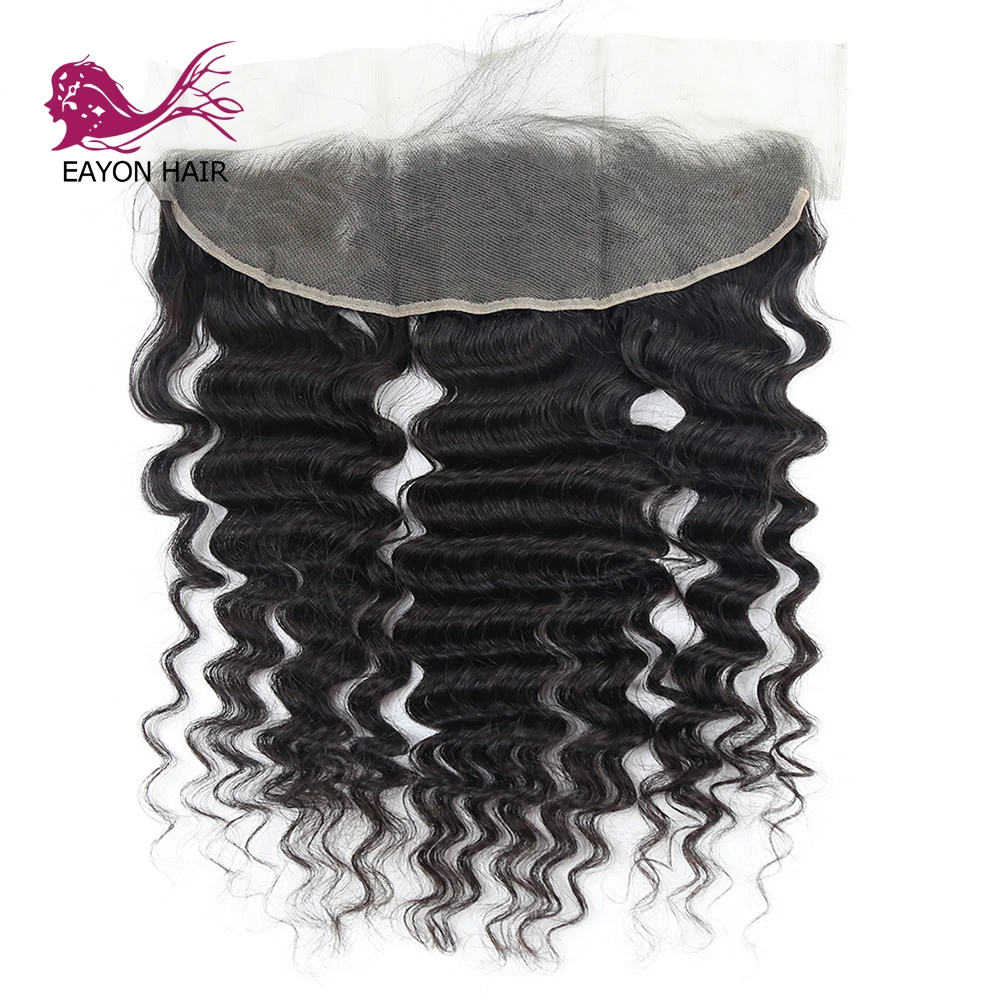 EAYON HAIR Brazilian Deep Wave 13x4 Lace Frontal Closure 100% Remy Human Hair For Women High-end French Lace Color Free Part