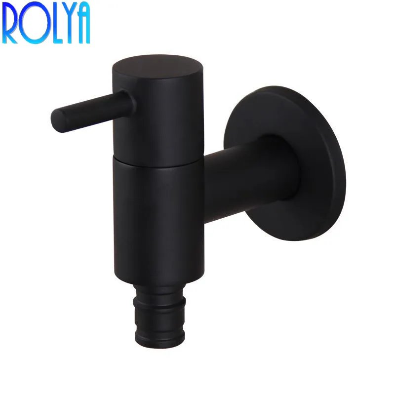 

ROLYA Matte Black Round Washing Machine Faucet Single Cold Water Tap