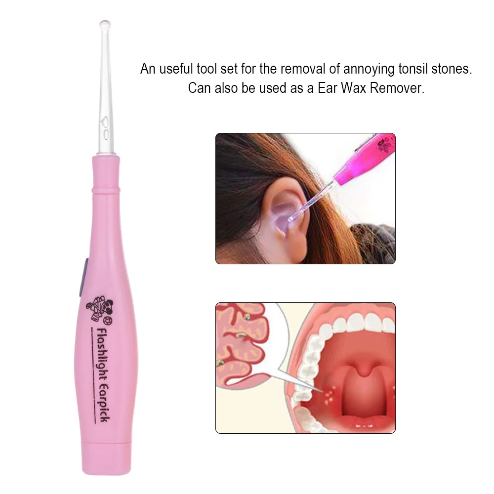 

LED Light Earpick Stainless Steel Earwax Remover 3 Tips Irrigator Clean Ear Care Wax Cleaning Tools Tonsil Stone Remover Tool