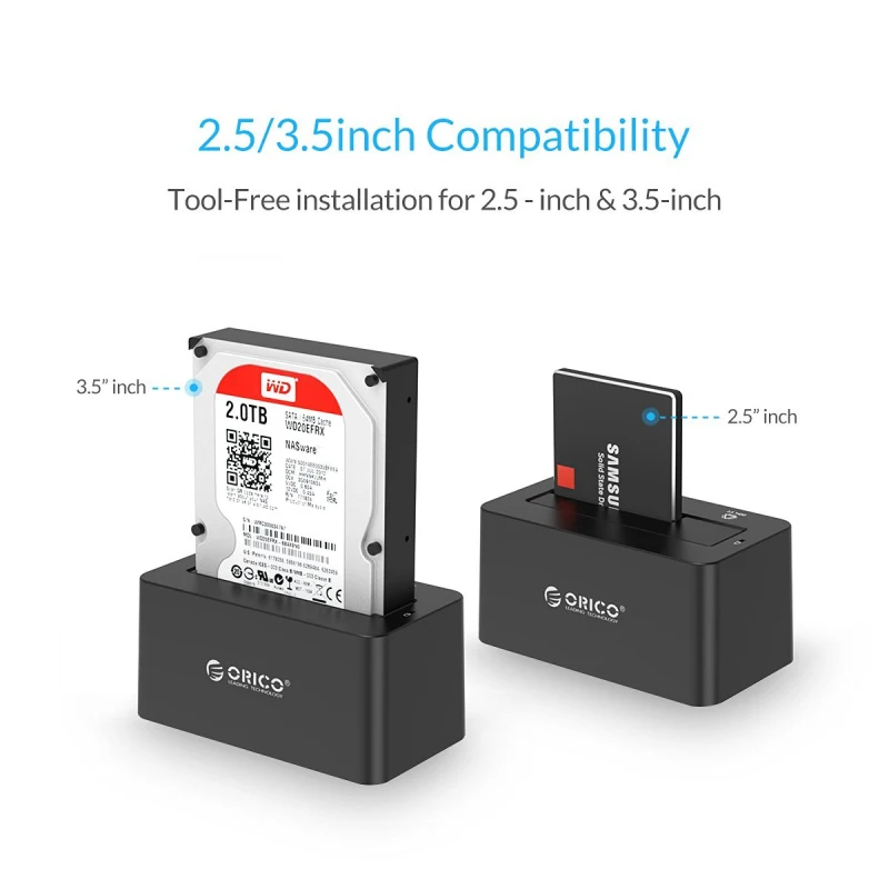 ORICO HDD чехол eSATA HDD корпус 5 Гбит/с супер скорость USB 3,0 SATA& eSATA жесткий диск Док-станция для 2,5 ''/3,5" жесткий диск