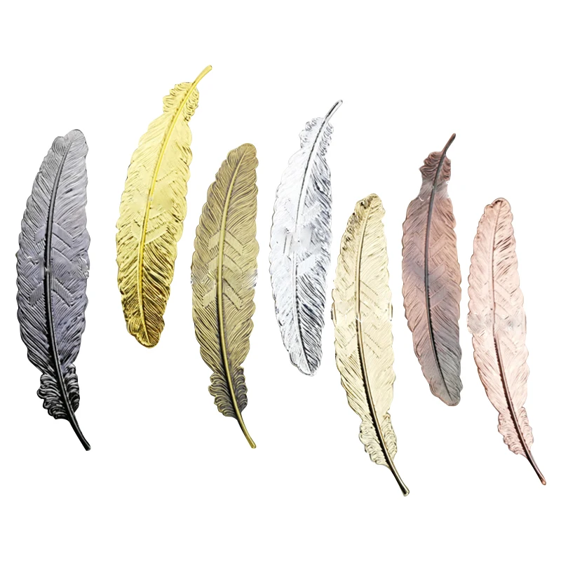 

6pcs Different Color Vintage Feather Metal Bookmarks Book Marker for School Supplies Stationery Gift