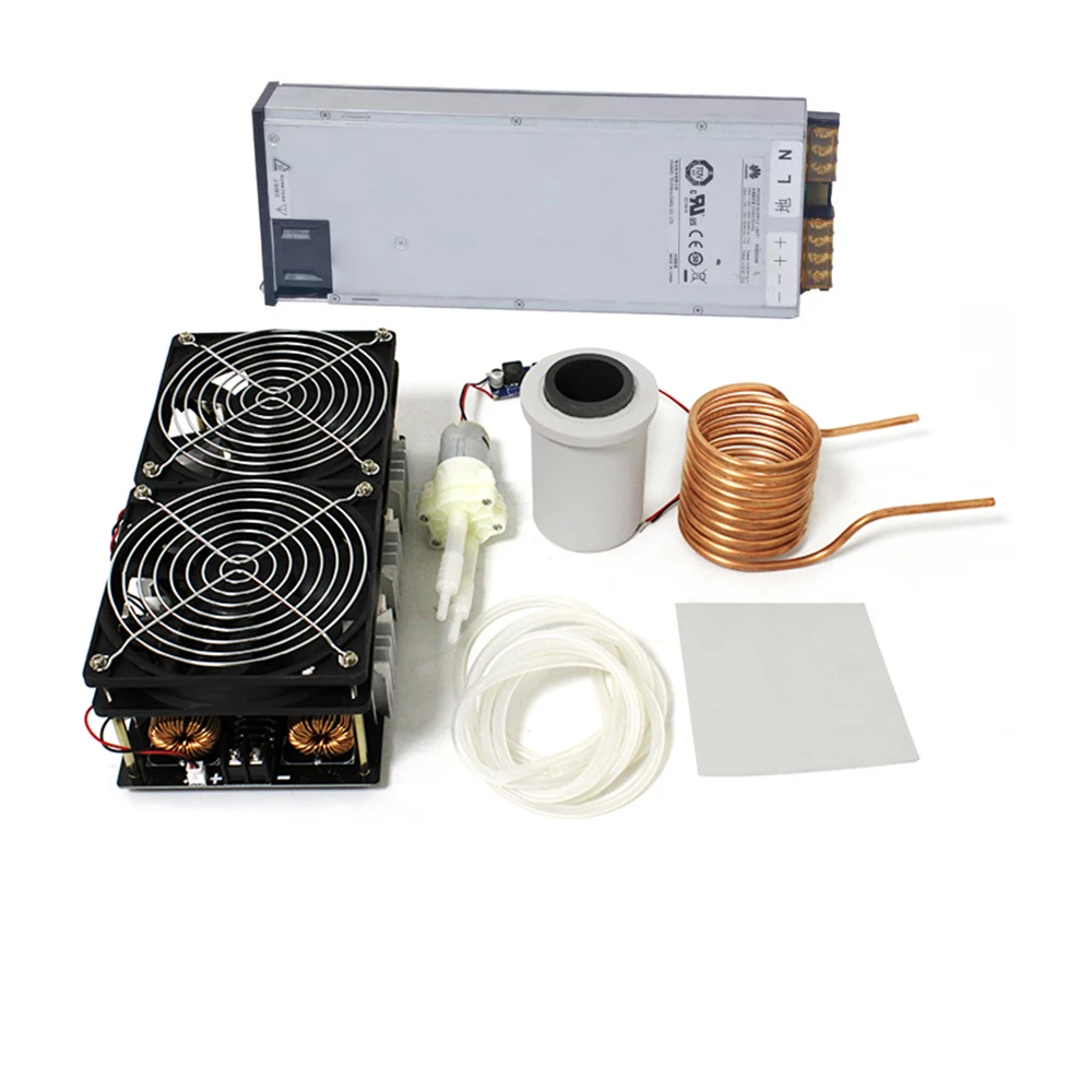 

2500W ZVS Induction Heater Induction Heating PCB Board Heating Machine Melted Metal + Coil Mayitr+ Crucible+Pump+Power Supply