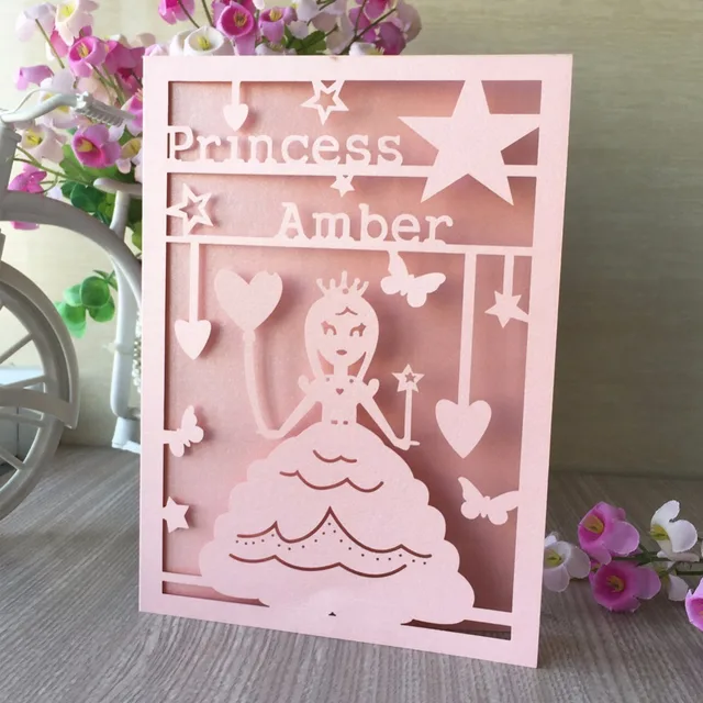 35pcs laser cut princess theme birthday party invitation cards princess invitation cards