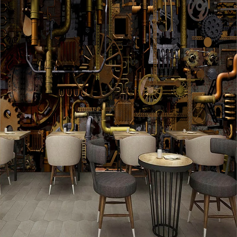 Персонализированные настройки 3D стерео двигатель шестерни настенной бумаги КТВ Бар Кафе Ресторан креативный Декор обои для стен 3 D
