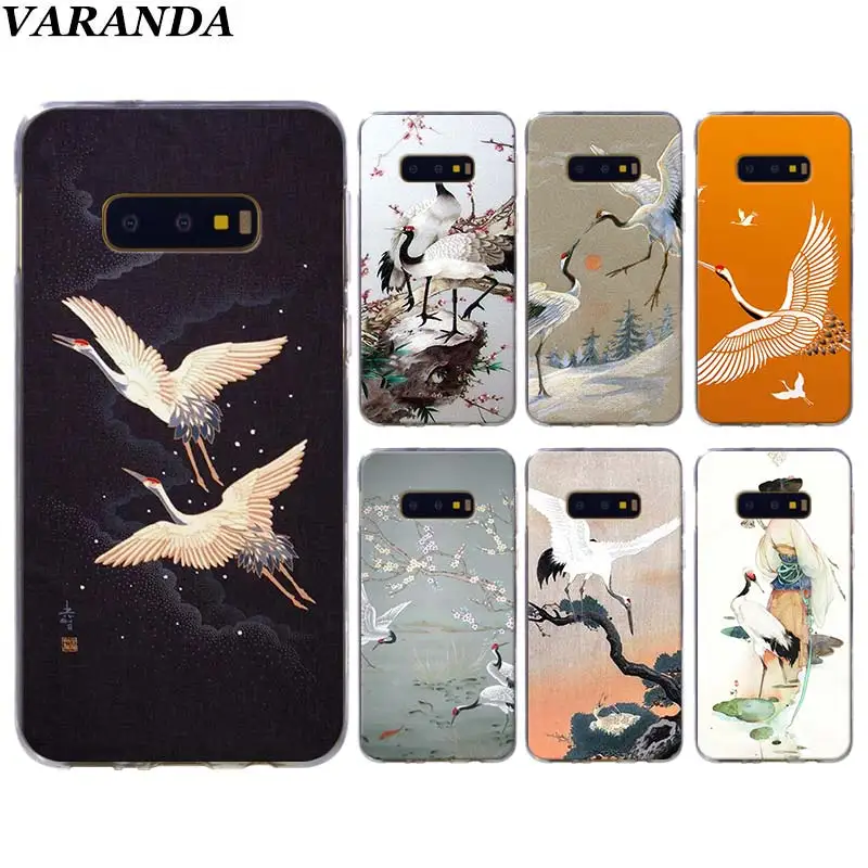 

Cute Japanese Style Bird Phone cases for Samsung Galaxy S10 Plus S10e S8 S9 Plus S6 S7 edge A50 Note 8 9 TPU Soft Silicone case