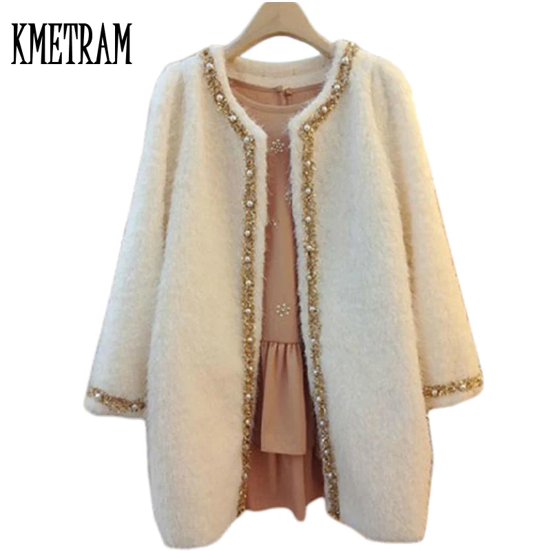 

2019 New Open Stitch Warm Cadigan Overcoat Hot Sale Medium Long Wide-Waisted Spring Autumn Wool Coat Women Jacket Casaco WUJ0460