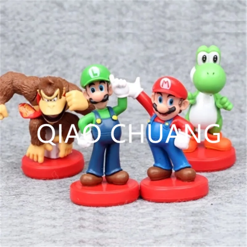 

4Pcs/set Super Mario Yoshi Donkey Kong Luigi Jumpman PVC Action Figure Collection Model Car Doll Cake Decorated OPP J27