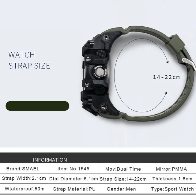 SMAEL Marka Fashion Watch mężczyźni wodoodporny Sport Military Zegarki 1545 mężczyźni luksusowy zegarek analogowy kwarcowy podwójny wyświetlacz zegarek tanie i dobre opinie Quartz Wristwatches Complete Calendar Shock Resistant Rattrapante Stop Watch LED display Auto Date Water Resistant Back Light Chronograph Multiple Time Zone Alarm Perpetual Calendar SMAEL Marka Fashion Watch mężczyźni wodoodporny Sport Military Zegarki 1545 mężczyźni luksusowy zegarek analogowy kwarcowy podwójny wyświetlacz zegarek tanie i dobre opinie Quartz Wristwatches Complete Calendar Shock Resistant Rattrapante Stop Watch LED display Auto Date Water Resistant Back Light Chronograph Multiple Time Zone Alarm Perpetual Calendar