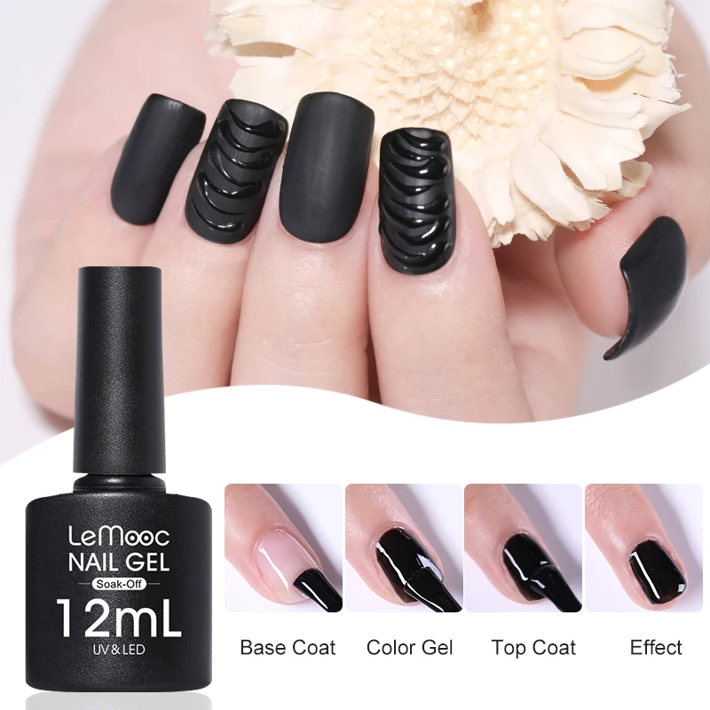 

LEMOOC 12ml Matte Top Coat Base Coat Gel Nail Polish Transparent Soak Off UV LED No Wipe Semi Permanent Nail Art Gel Varnish