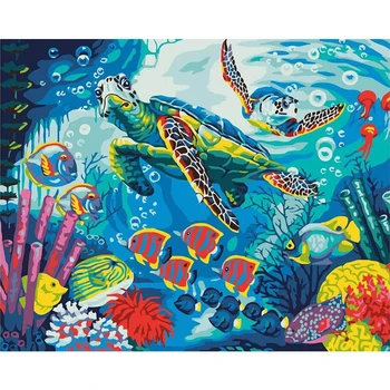 

Undersea View DIY Coloring Paint By number Tools picture Painting By Numbers Surprise Gift art supplies dropship