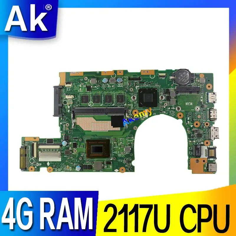 

Akemy S400CA Laptop motherboard for ASUS S400CA S500CA S400C S500C S400 S500 Test original mainboard 4G RAM 2117U CPU