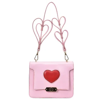 

Sweet Girl Tote Bag High Quality PU Leather Women's Designer Luxury Handbag Heart Lock Shoulder Messenger Bags 2019 Fashion New