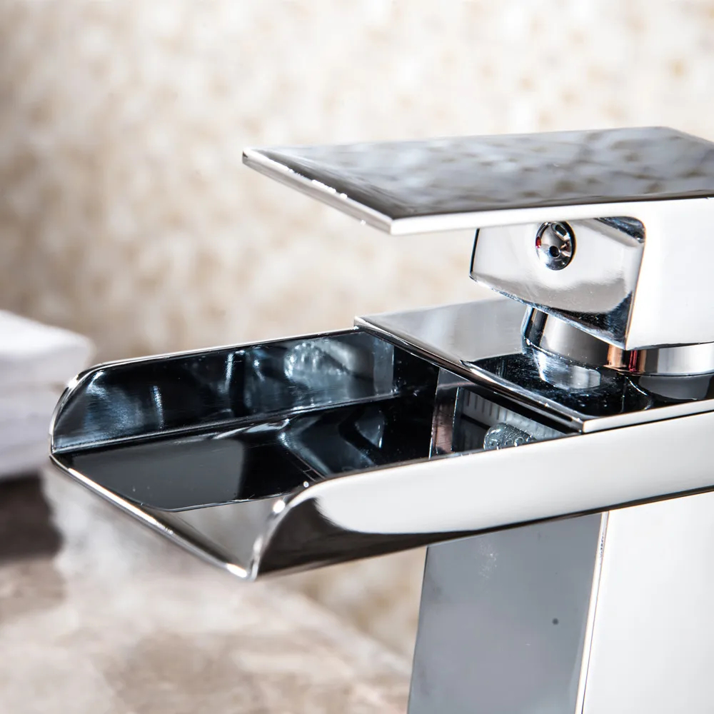 Newly Bathroom Basin Sink Faucet Waterfall Handle Single Hole Mixer Tap Deck Mounted Basin Faucet Torneira Cozinha Mci7